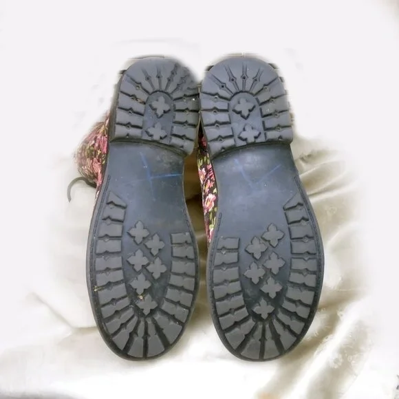Spring Combat Boots Pink Floral On Black Size 8 1/2 - Picture 4 of 8